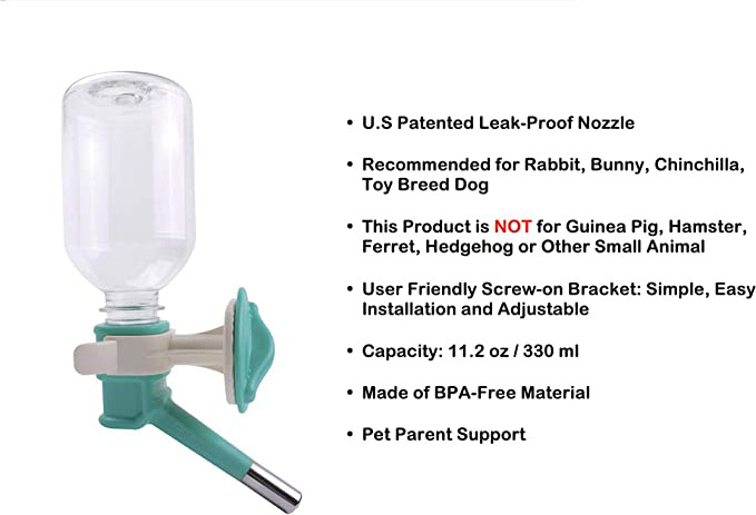 No-Drip Small Pets Water Bottle Feeder for Puppies Small Breed Dogs Kittens and Animals for Cages or Crates