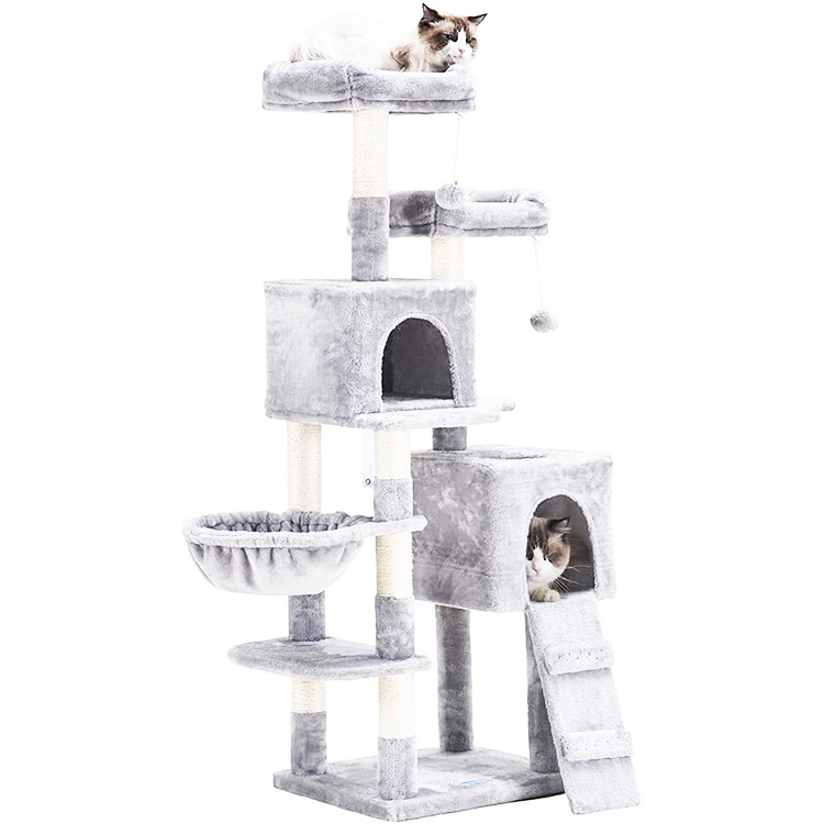 Multi-Level Cat Tree Condo Furniture with Sisal-Covered Scratching Posts Plush Condos Hammock for Cats and Pets