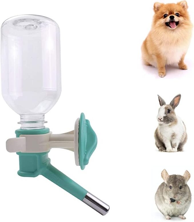 No-Drip Small Pets Water Bottle Feeder for Puppies Small Breed Dogs Kittens and Animals for Cages or Crates