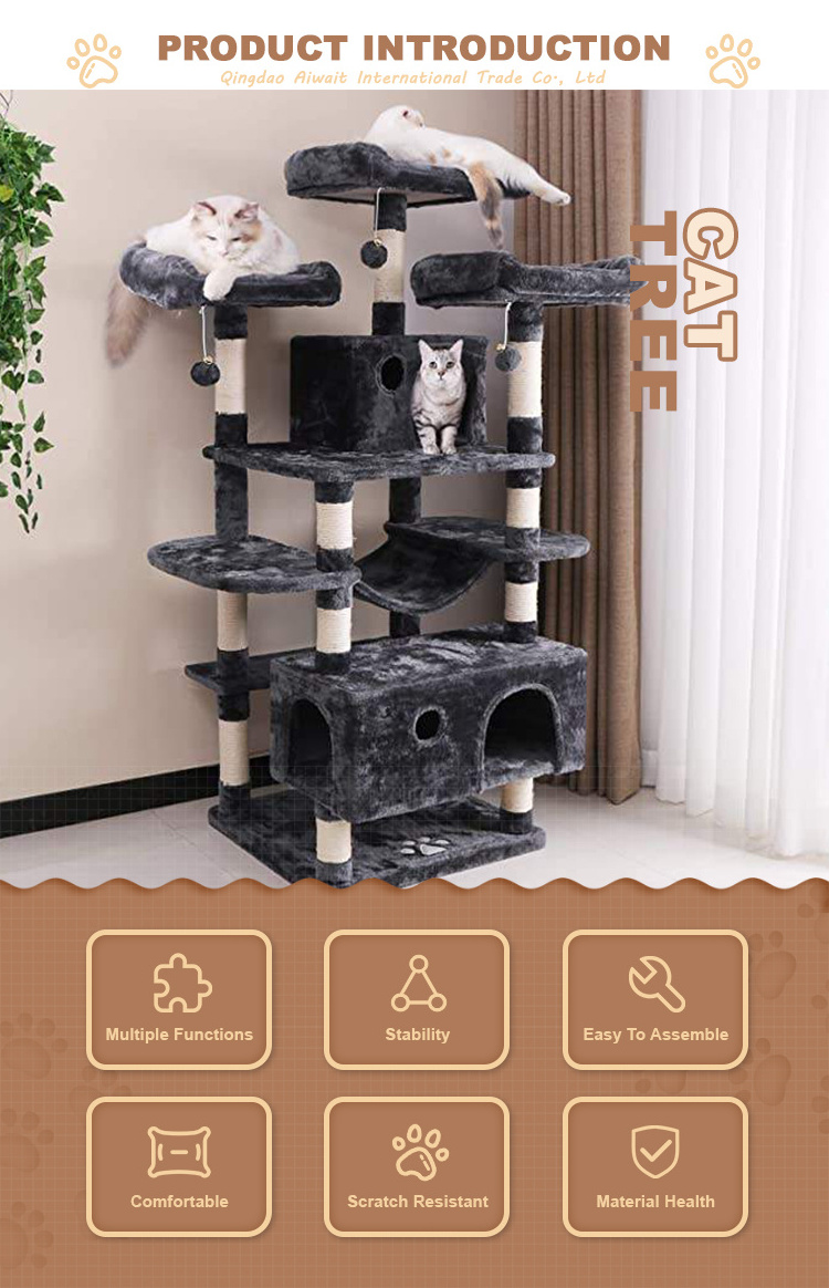 High quality Cat Tree design Cat Tower Indoor Cats Multi-Level Condo and Scratching Posts for Kittens