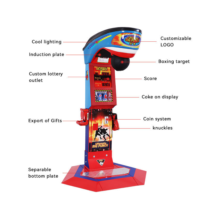 Sturdy Strength Test Ticket Vending Coin Operated Games Arcade Punching Punch Boxing Machine