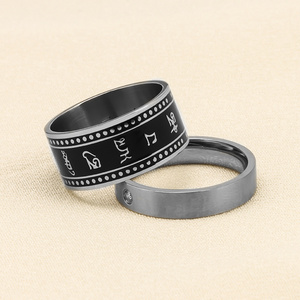 Silver Polishing Hip Hop With Chain Funky Hippy Stainless Steel Finger Rings Men Jewelry For Man