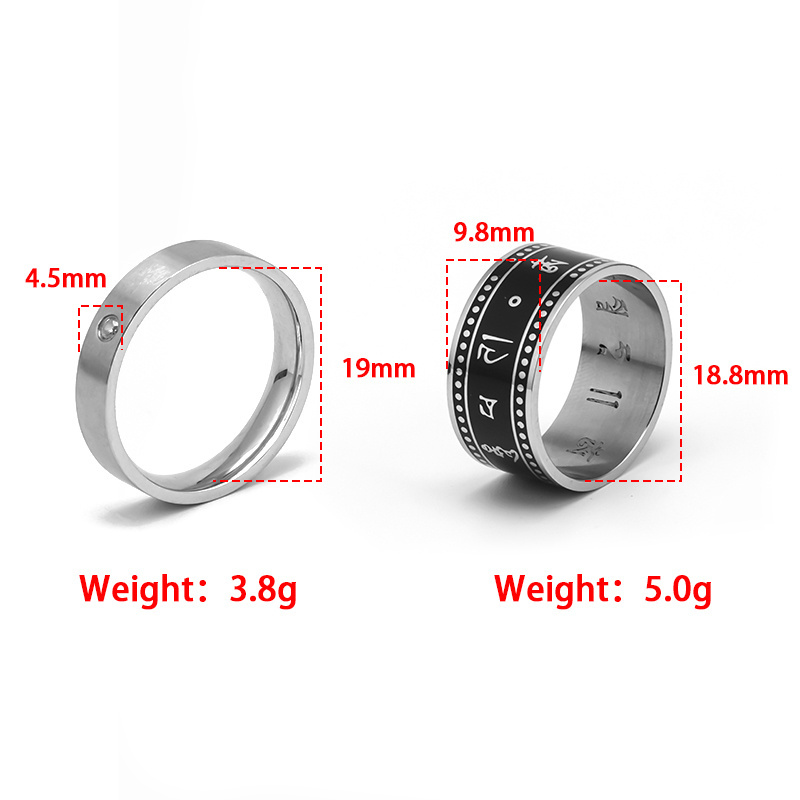 Silver Polishing Hip Hop With Chain Funky Hippy Stainless Steel Finger Rings Men Jewelry For Man