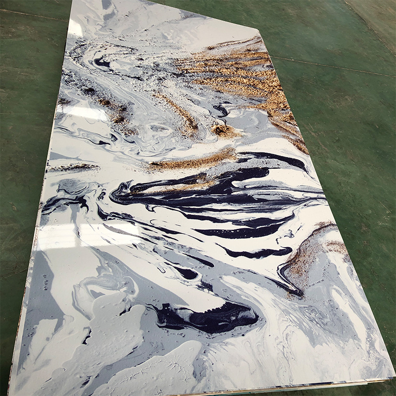 High Glossy 3D printing Marble Sheet Uv Coating Pvc Marble Decorative Plastic Sheets Uv Wall Panels