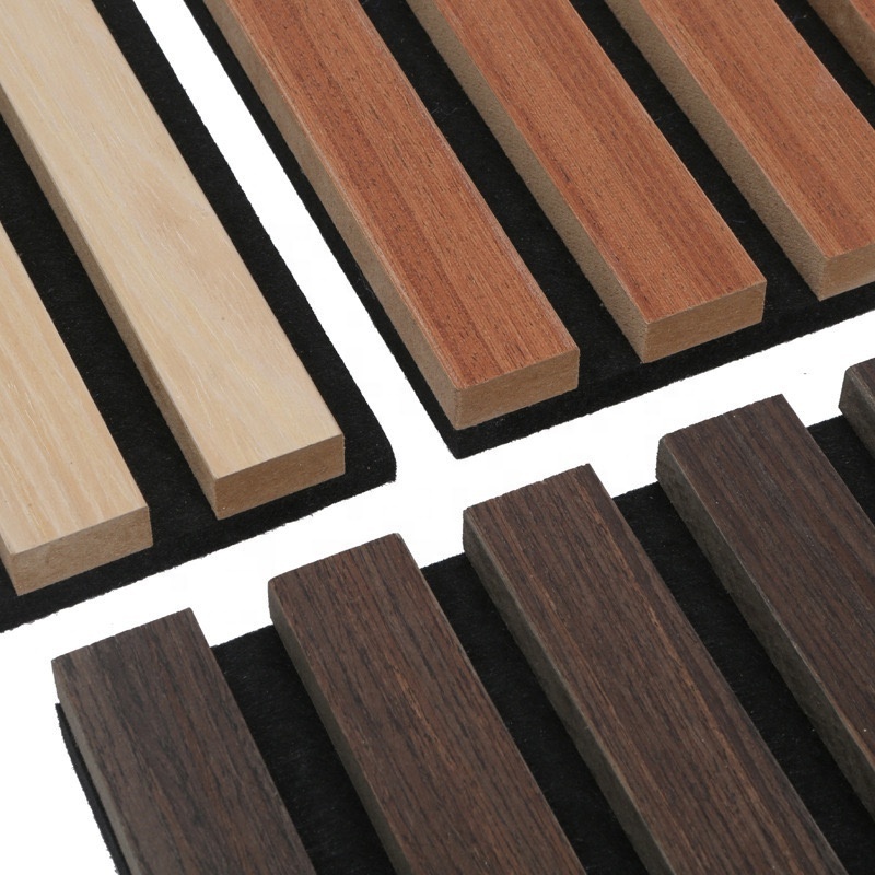 Slatted Wood Veneer MDF Wood Slat Acoustic Panels for Wall