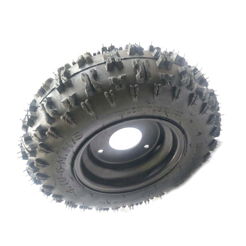 Size 4.10-6 Tire Tubeless with hub  wheel  Rims  Suitable For Small Kart Atv Four-wheel Mower, Snow Blower