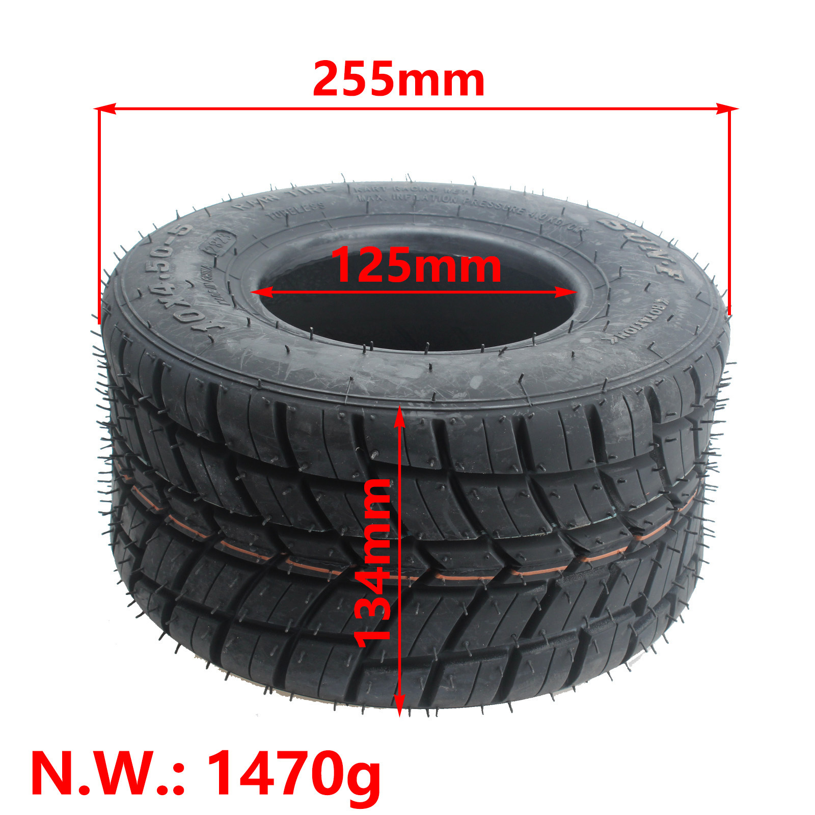 SUN.F Rubber Off-road Tubeless Go Kart Tyres 10x4.50-5