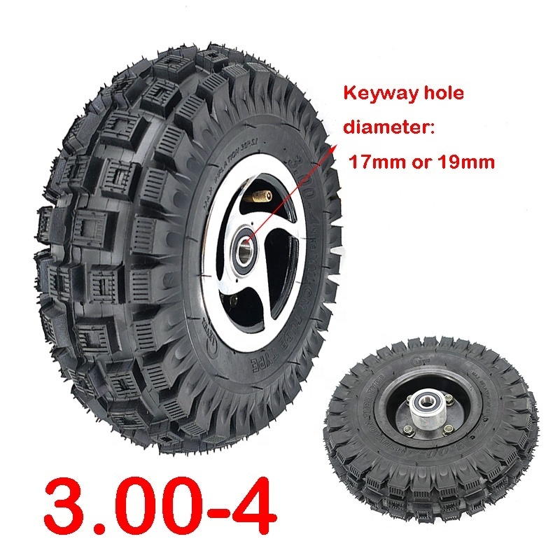 Tyre 3.00-4 for Dirt Mini Bike Quad ATV tyre Inner and outer tires with aluminum alloy wheels