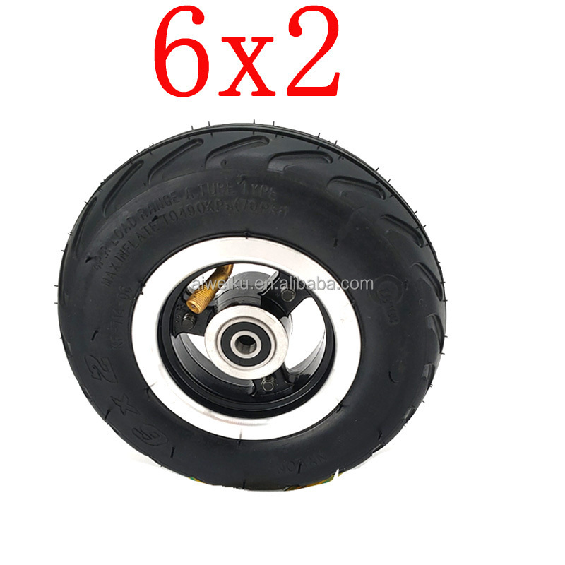 6-inch air wheel 6x2 pneumatic tire and  alloy wheel Hub used for trolley, trailer caster, electric scooter tire