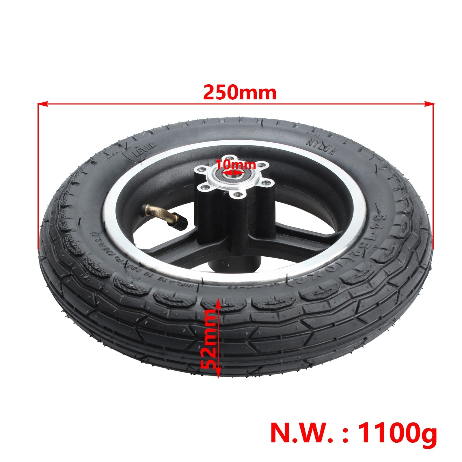 10x2 54-152 tire inner tube and alloy rims hub fits Electric scooter balance car Wheelbarrow wheelchair 10inch tyre wheel