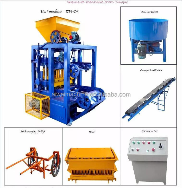 QT4-24 Economical Semi Automatic Hydraulic Manual cement Blocks brick making machine in Uganda