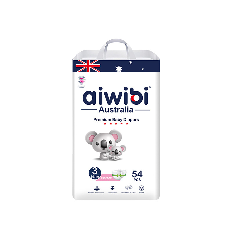 Aiwibi Super Soft Premium Baby Diaper/Nappy Couche Pour Bebe Nappy Teen Diaper Sleepy Baby Tape Diaper Agents Needed