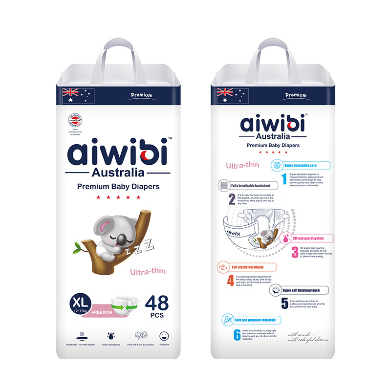 Australian Aiwibi  New Born Disposable Diapers High Quality Super Soft Thin Premium Diapers/Nappies With Tape