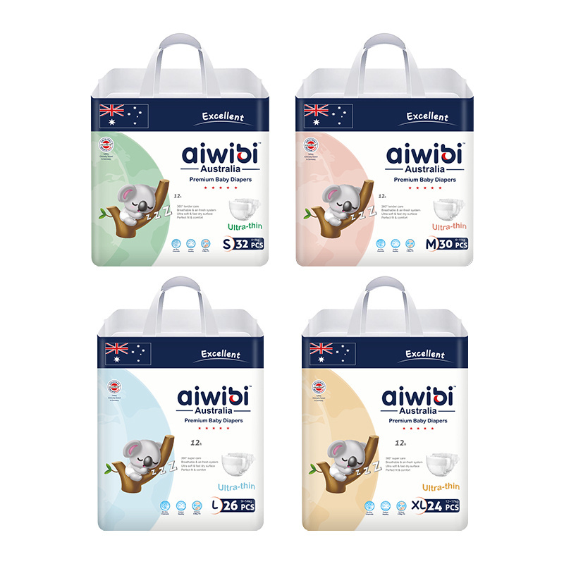 Aiwibi Couche Bebe baby diapers/nappies  Japan SAP Baby Diaper Fitted Breathable Tape Diaper Nappy