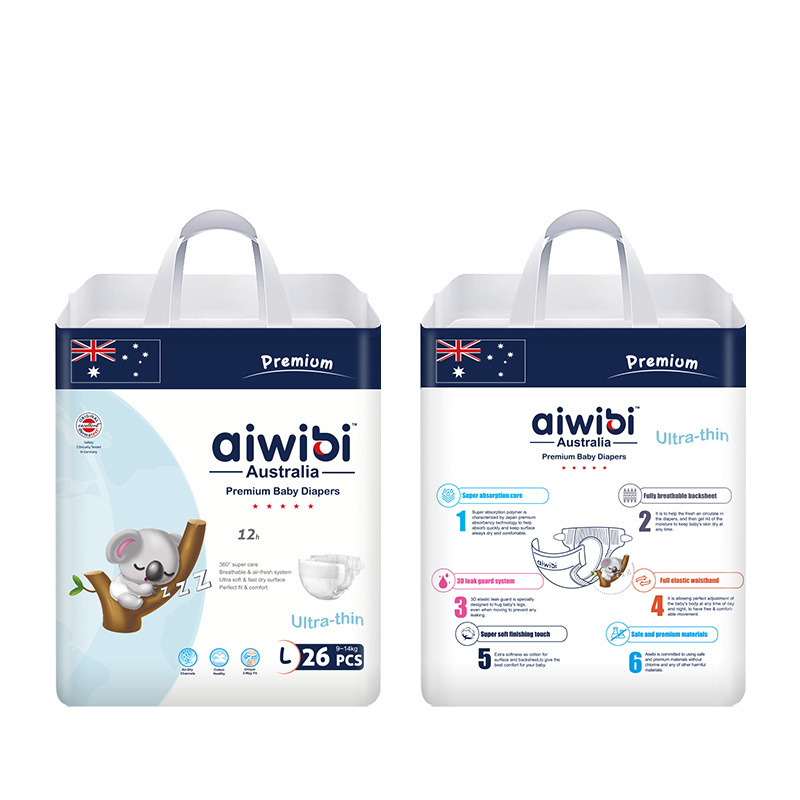 Australian Aiwibi  New Born Disposable Diapers High Quality Super Soft Thin Premium Diapers/Nappies With Tape