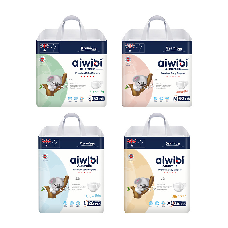 Australian Aiwibi  New Born Disposable Diapers High Quality Super Soft Thin Premium Diapers/Nappies With Tape