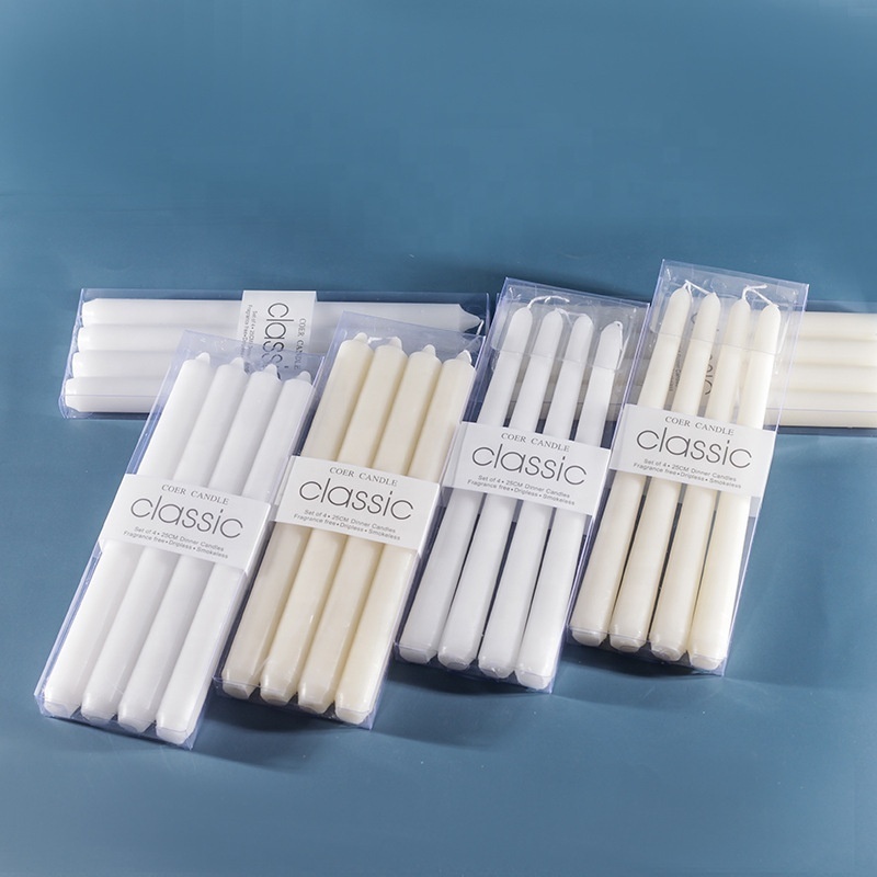 Classic European Smokeless Tasteless Taper Candle Romantic dinner Ivory White Long Pillar Candles