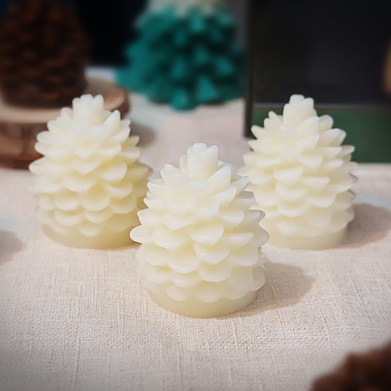 Real Wax Pinecone Electronic Candle Lights Flameless Realistic Led Flickering Candle For Christmas