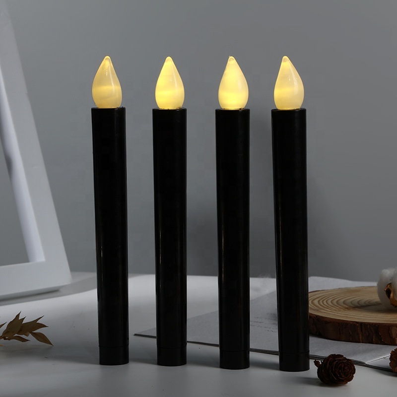 halloween taper candle LED electronic candle light secret room props black LED pillar candle