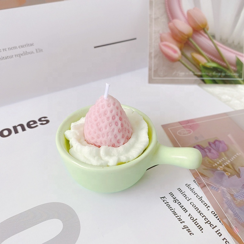 Cake dessert ice cream milk tea mini cute color scented candle cup strawberry candles