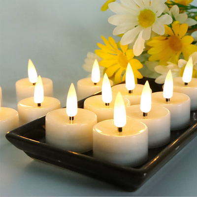 12Pcs LED Candle Light 3d real flame Smokeless Tea Candle yellow Flickering Holiday Decoration