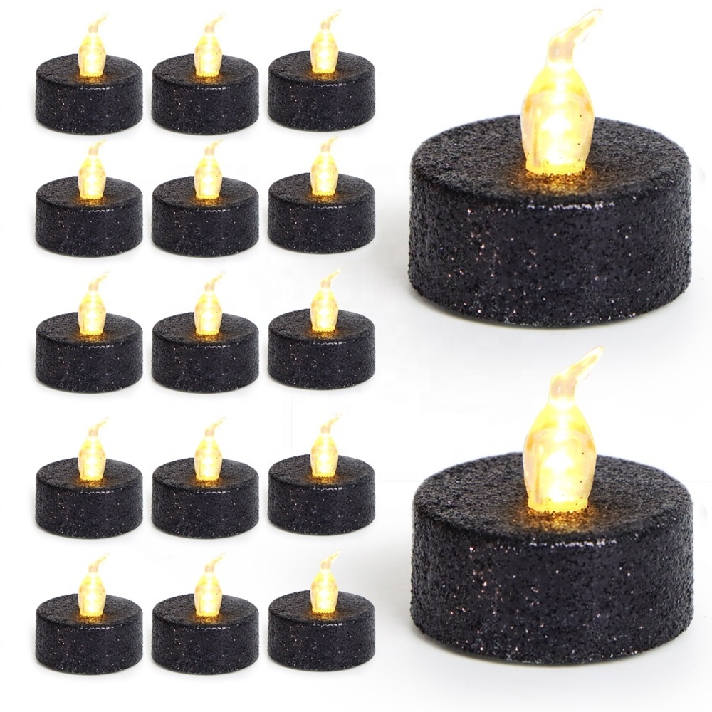 12pc/box Glitter Golden Shell Flameless Tea Light Candles Valentine's Day Decoration LED Electronic Candle