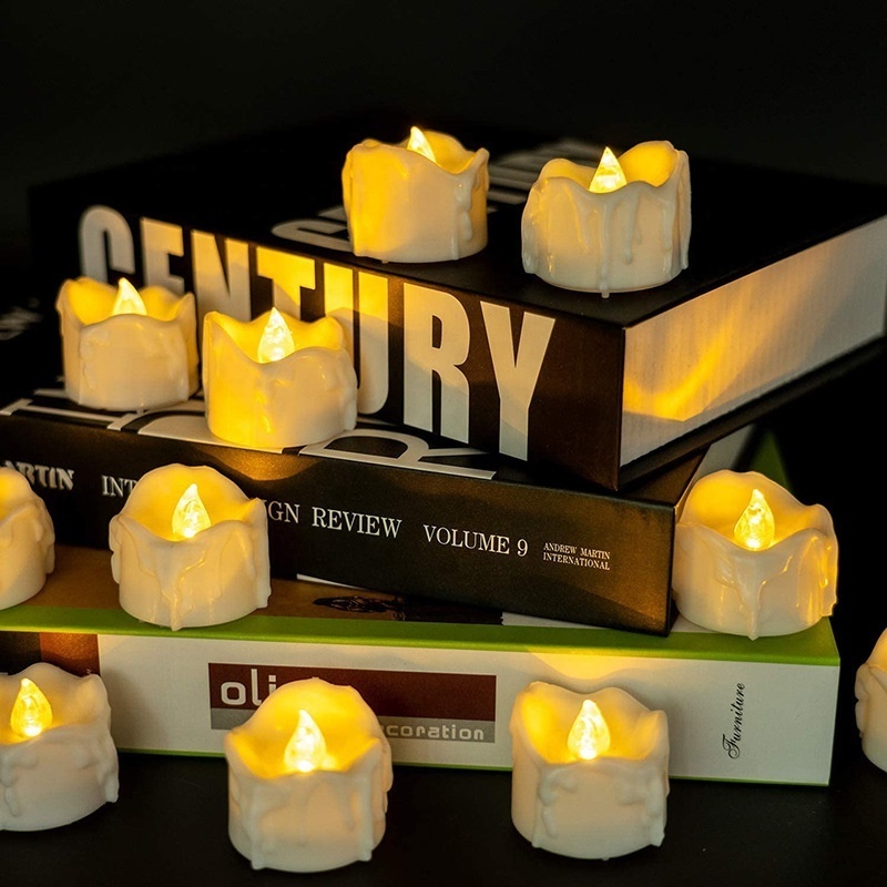 12pcs Led Tears Tea Lights Candles Battery Timing Function Type Candle With Remote Control