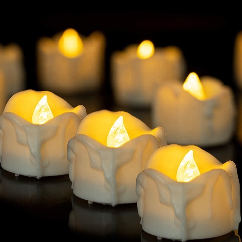 12pcs Led Tears Tea Lights Candles Battery Timing Function Type Candle With Remote Control