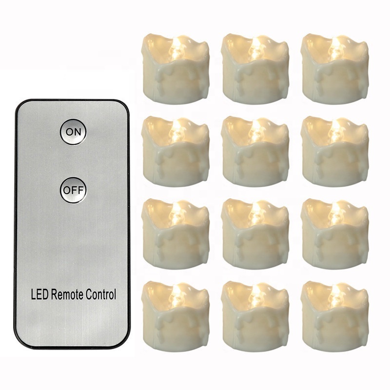 12pcs Led Tears Tea Lights Candles Battery Timing Function Type Candle With Remote Control