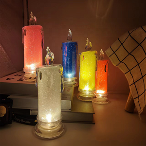 transparent led tear drop flameless candle sparkling candle bedside restaurant decoration night light