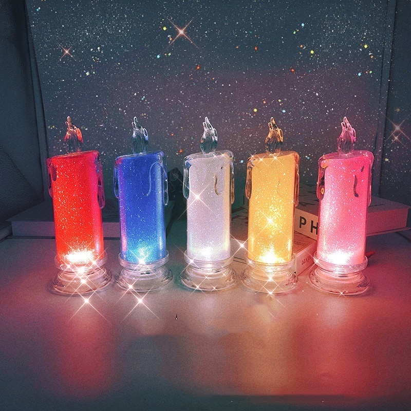 transparent led tear drop flameless candle sparkling candle bedside restaurant decoration night light