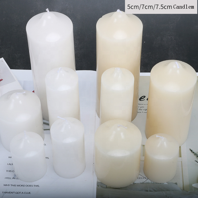 wholesale Hot Sale Unscented Customized Ivory White Pillar dome Candles for Weddings / Home Decoration