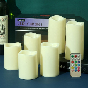 Ivory Color Candles 12 Preset Multi Colors Led Candle Pillars Candles with Remote Control and Timer Function