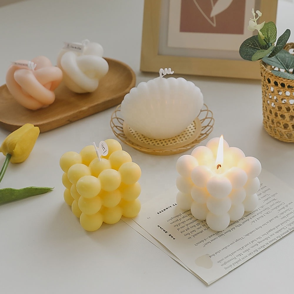 Wholesale High Quality Soy Wax Scented Candle Bubble Candle Rubik's Cube  Birthday Gift