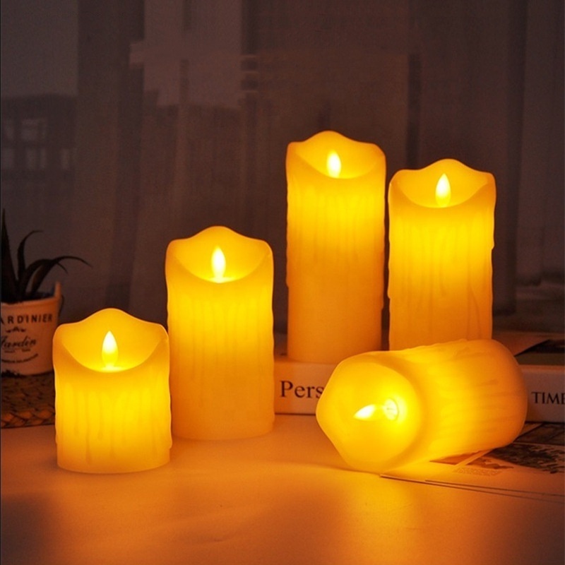 New Models Flameless Flickering Led Candle halloween Christmas Home Decor LED Plastic Pillar Candle