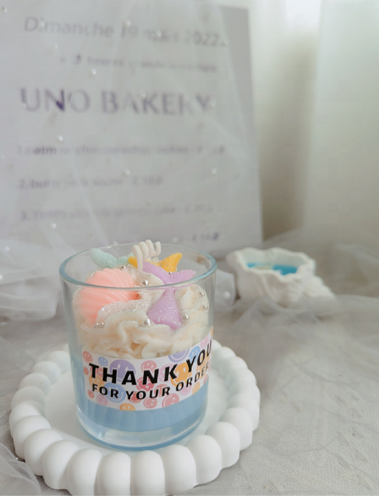 Hot Sale Handmade DIY Soy Wax Ice Cream Candle with Glass Cup Cute Food Candle Dessert Candle Gift