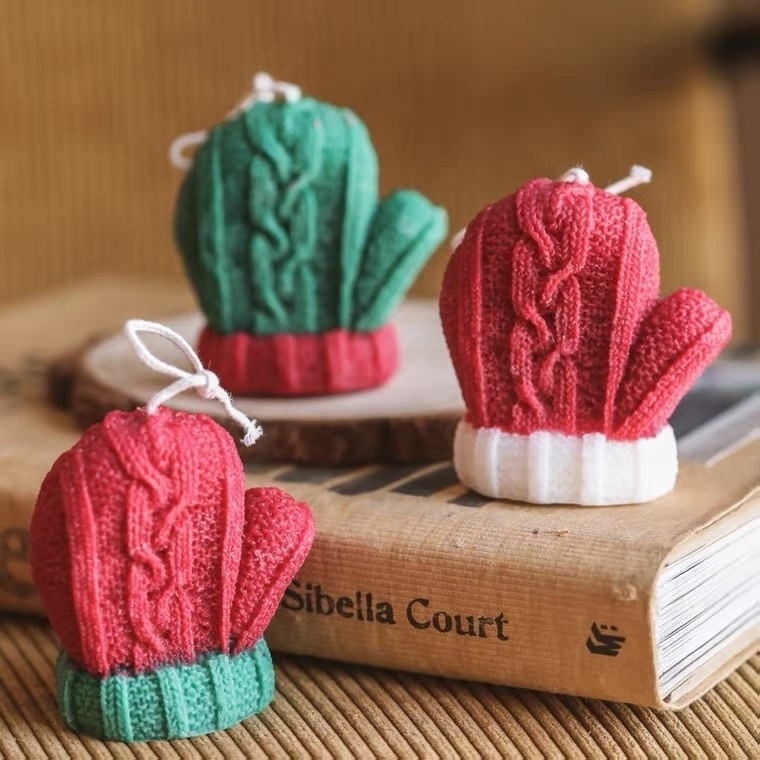 Aromatherapy Christmas Mitten Candle Creative Living Room Indoor scented candle Ornament Christmas