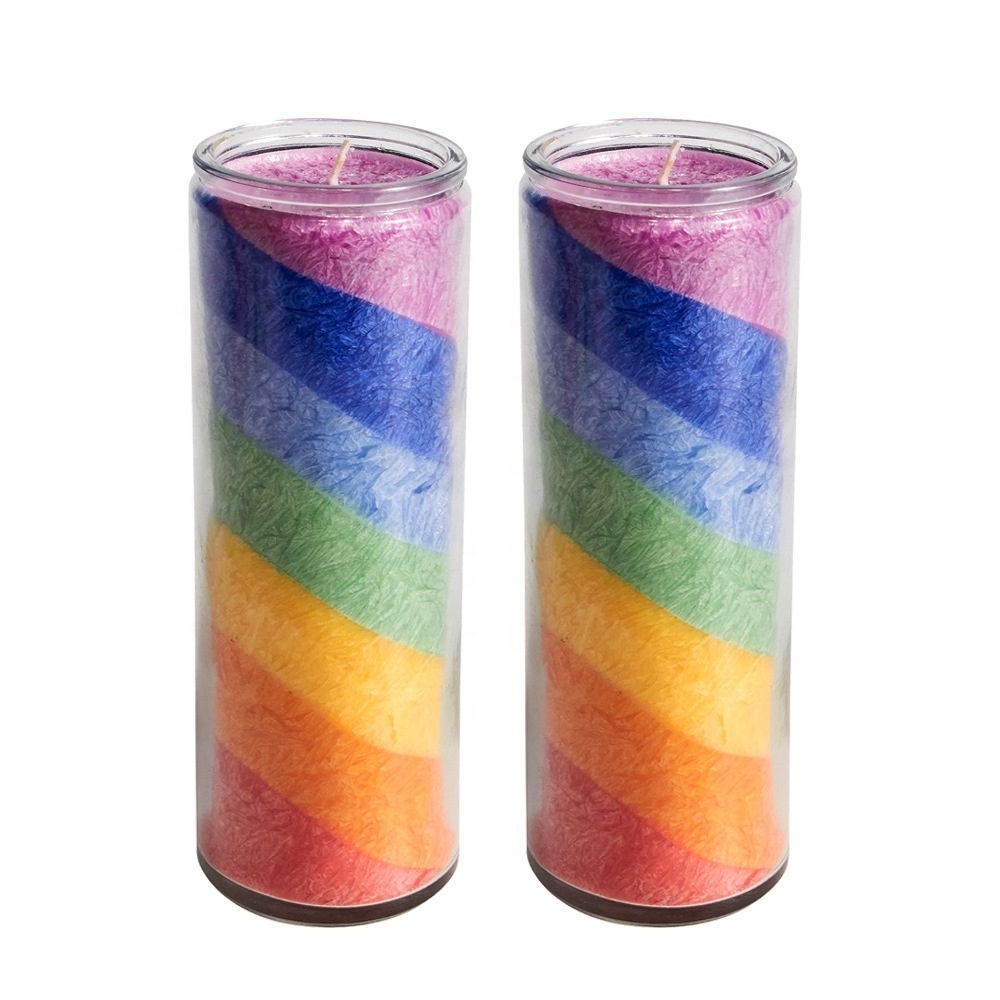 7 days religious candle sacrifice prayer ceremony column wax seven chakra candle wholesale