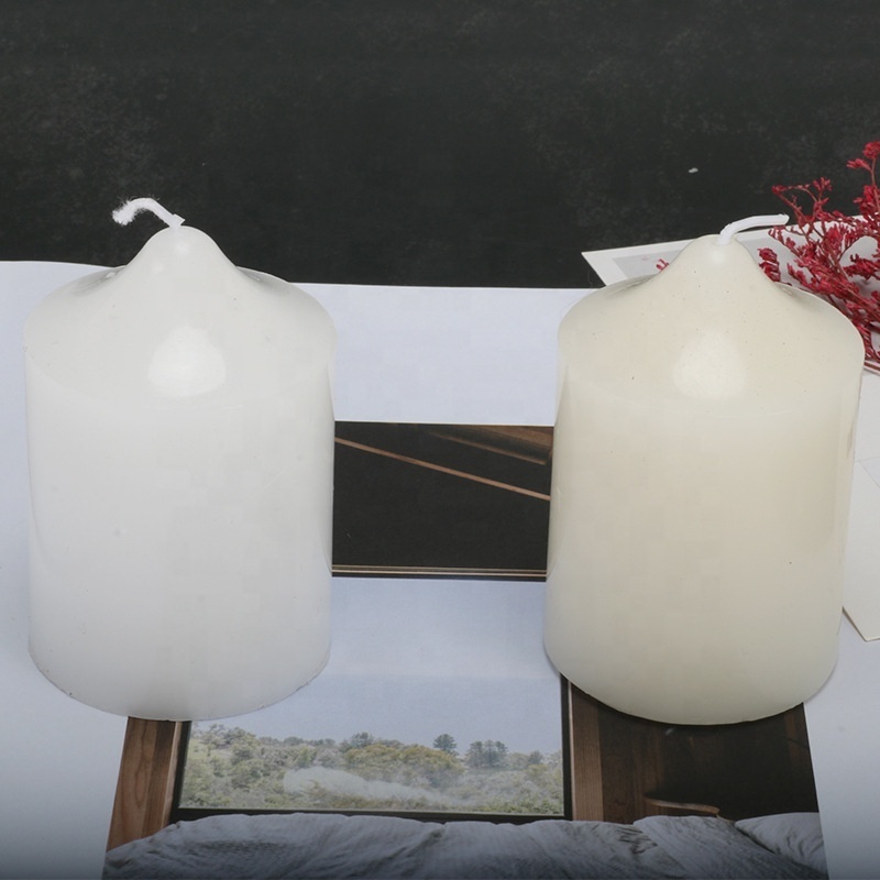 wholesale Hot Sale Unscented Customized Ivory White Pillar dome Candles for Weddings / Home Decoration