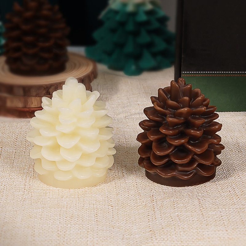 Real Wax Pinecone Electronic Candle Lights Flameless Realistic Led Flickering Candle For Christmas