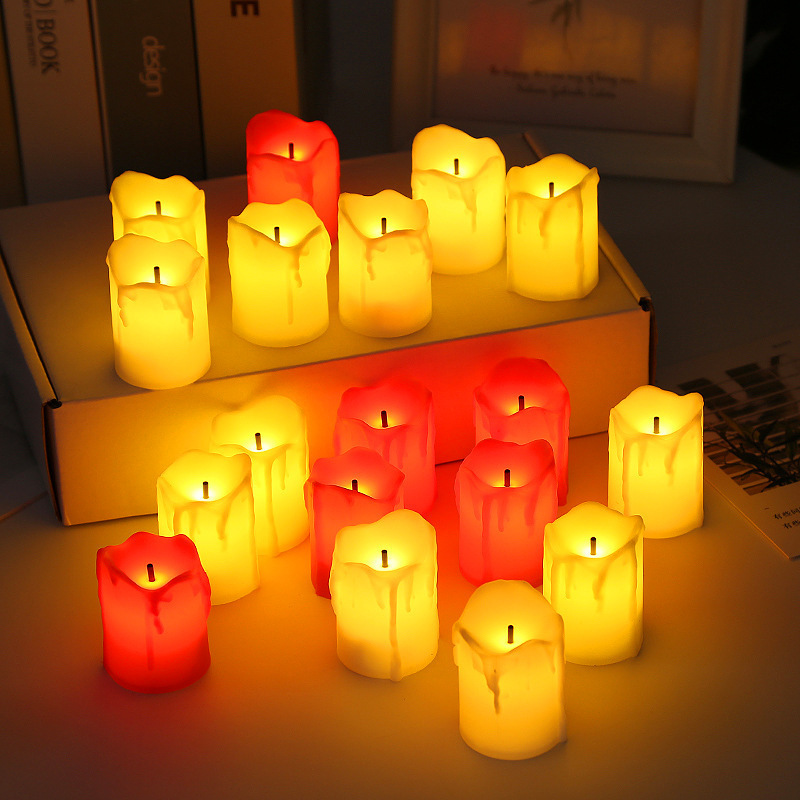 led plastic tear candle black core fiber optic candle birthday wedding decoration simulation candle light