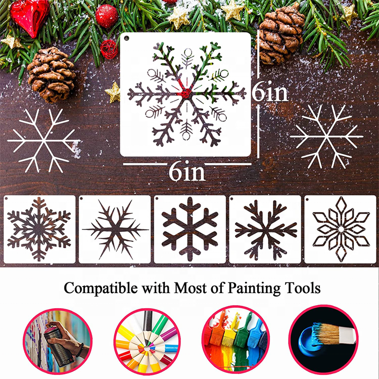 25PCS Christmas Snowflake Stencils for Painting Winter Xmas Snow Stencil Paint Window Template DIY