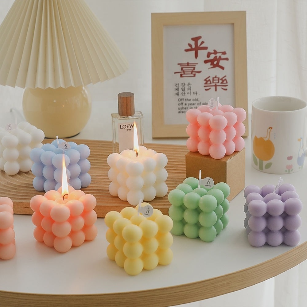 Wholesale High Quality Soy Wax Scented Candle Bubble Candle Rubik's Cube  Birthday Gift