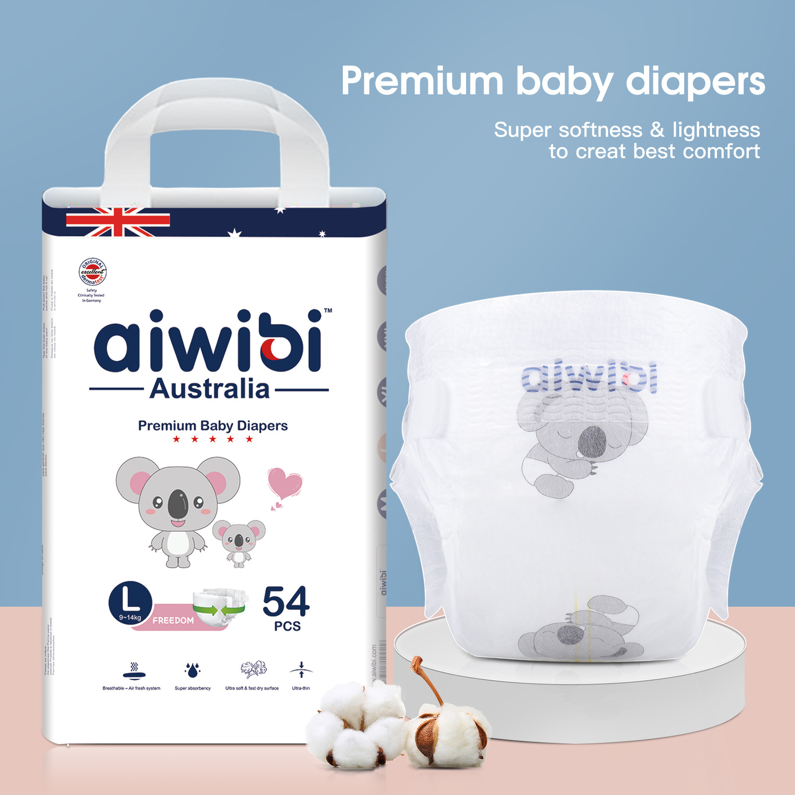 Australian Famous Brand Sleepy Baby Diaper Disposable Wholesale High Quality Aiwibi Baby Diaper