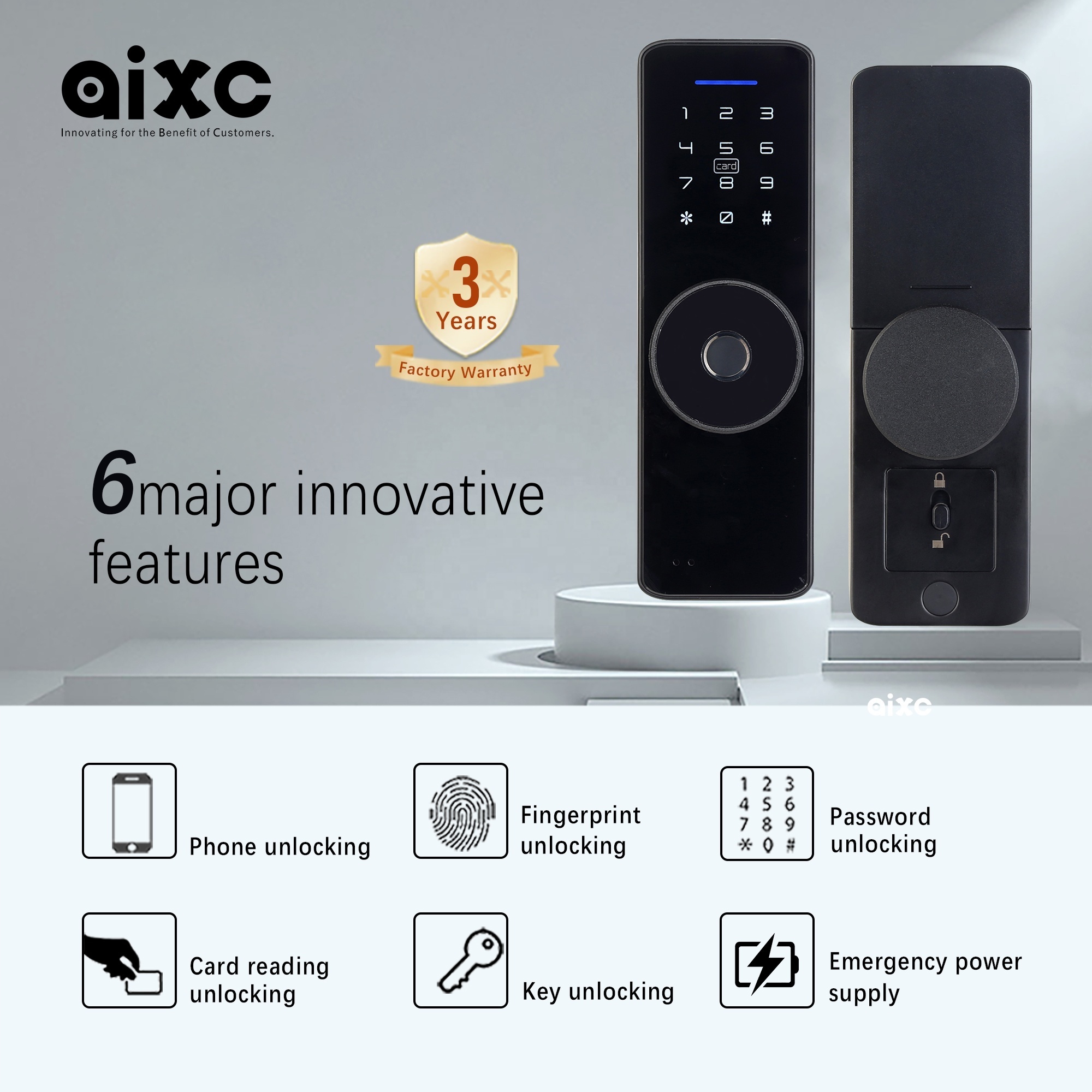 AIXC ttlock tuya app phone control smart door lock fingerprint lock for room waterproof card code keyless smart home