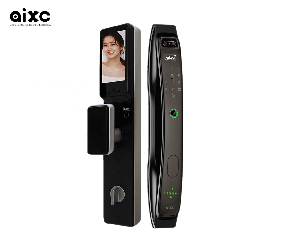 AIXC factory EXW price 3d face recognition smart door lock digital electronic front door lock smart door lock with key camera