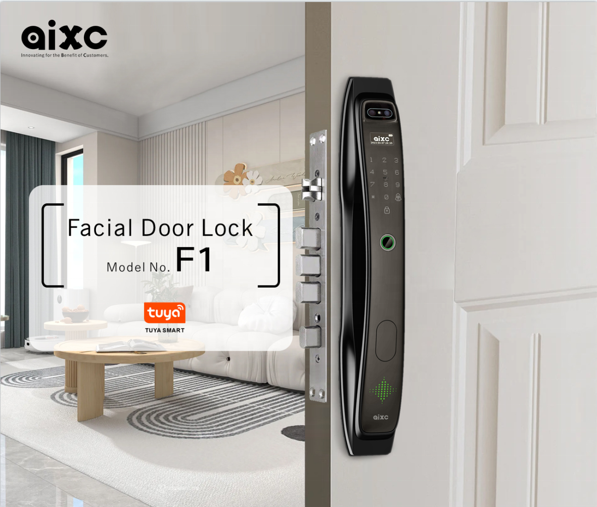 AIXC factory EXW price 3d face recognition smart door lock digital electronic front door lock smart door lock with key camera