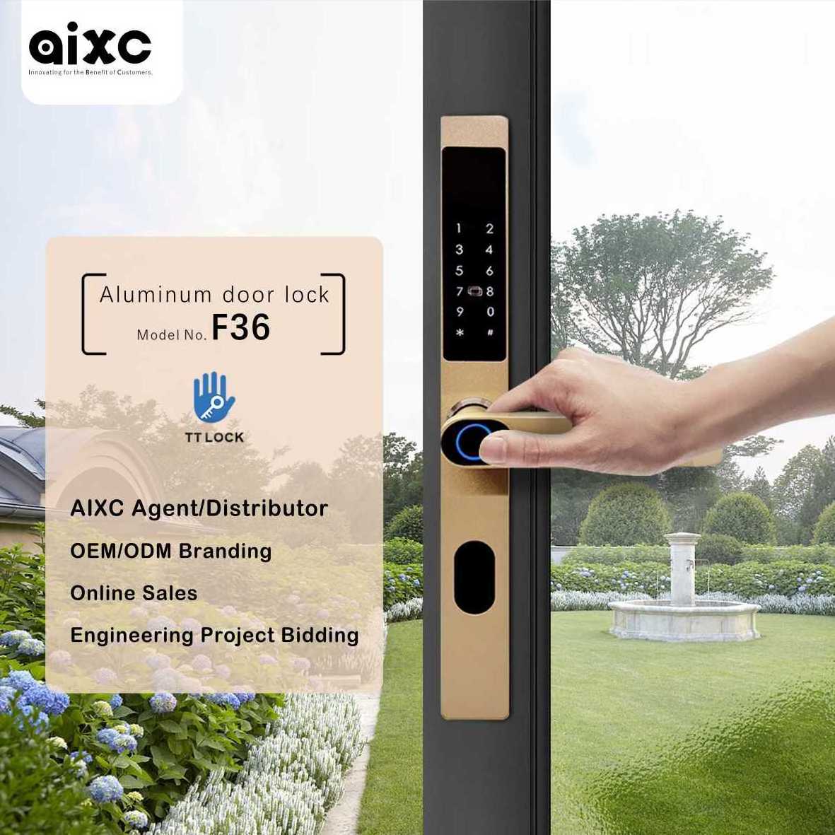 Aluminum lock Smart door lock Fingerprint Keyless Biometric tuya tt app Spanish Arabic multilingual RFID door lock Residential