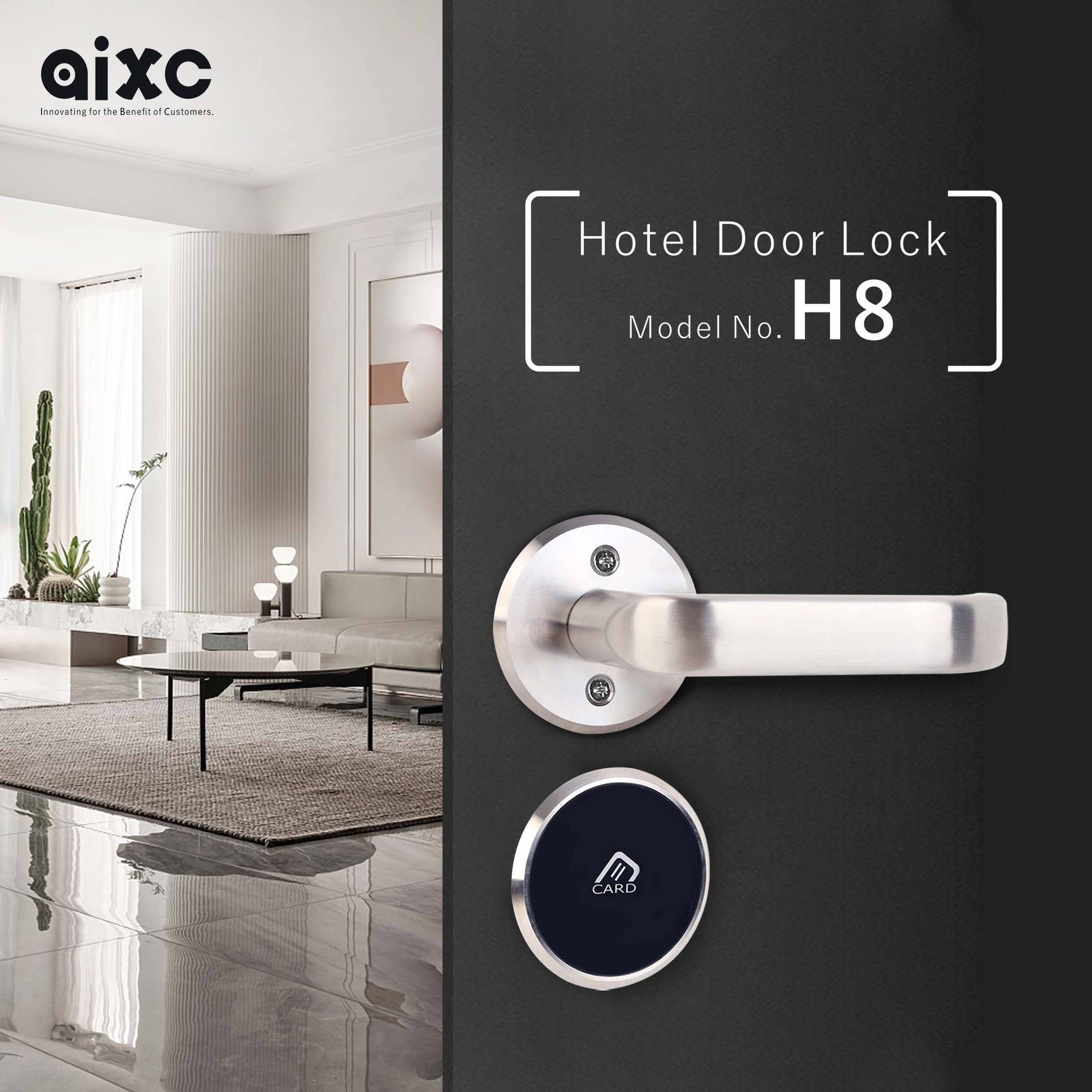 AIXC  Electric Push Pull Smart Key Card Lock Handle Swipe Card System Door Locks Smart Hotel Room Access Control Deadbolt