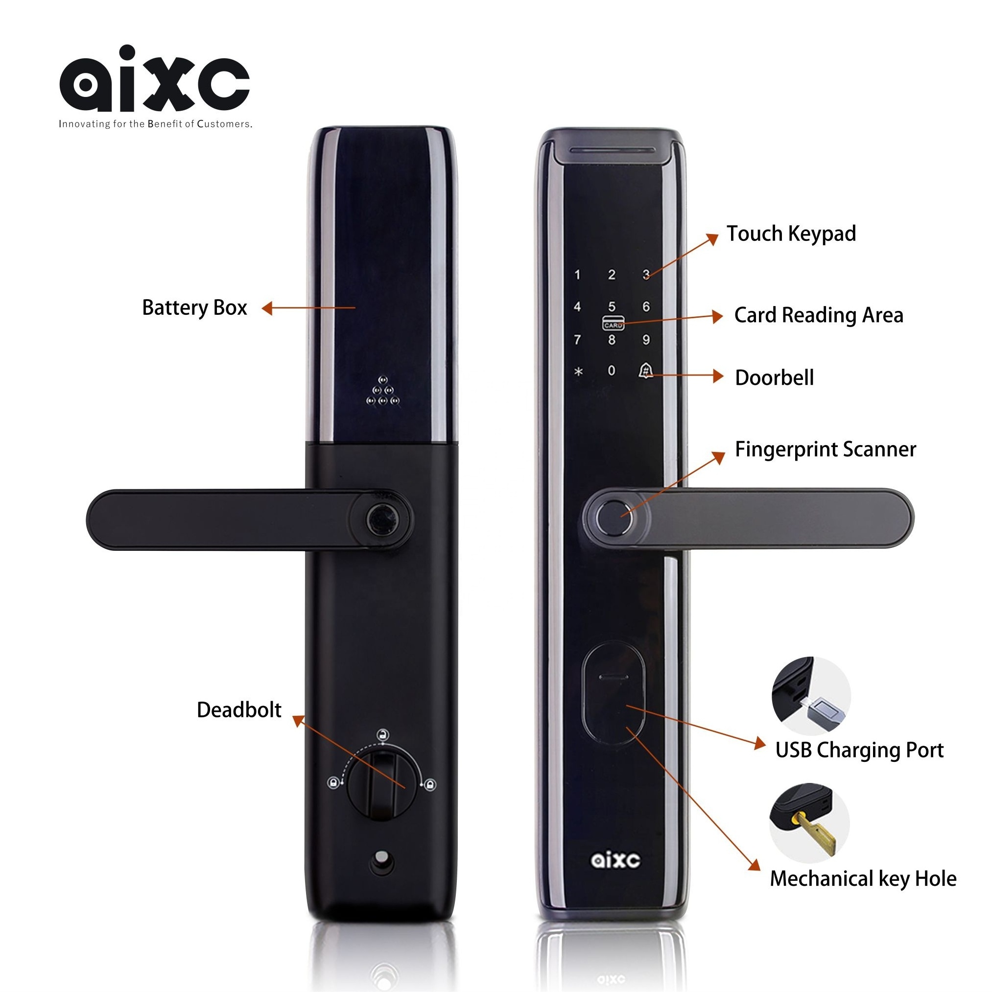 AIXC fingerprint door lock tuya tt app smart home smart digital lock keyless locksmith waterproof doorbell remote control